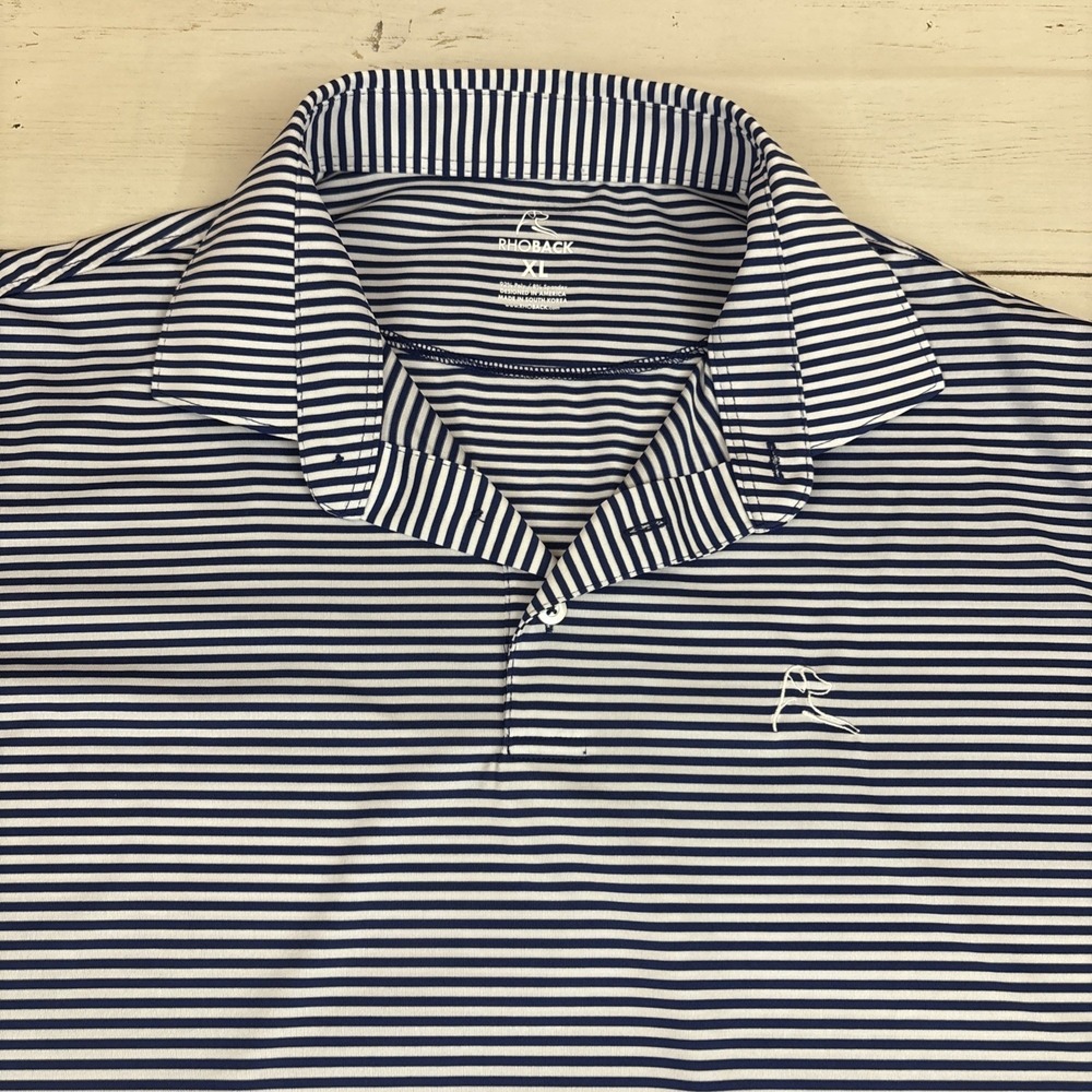 Rhoback Polo Shirt Mens XL  Blue Striped